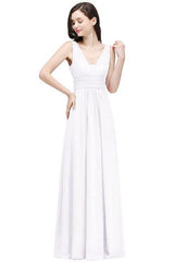 Sexy V Back Chiffon Bridesmaid Dresses With Pleat