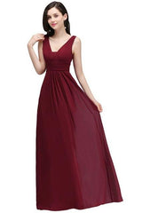 Sexy V Back Chiffon Bridesmaid Dresses With Pleat