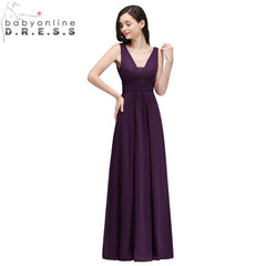 Sexy V Back Chiffon Bridesmaid Dresses With Pleat