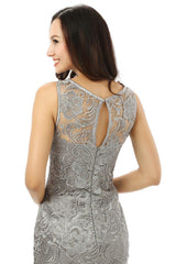 Sheath High Collar Knee Length Lace Dresses For Wedding