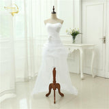 Shiny Organza Sweetheart Beading Front Short Back Long White Ivory Wedding Dress