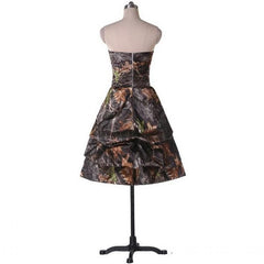 Short A-Line Camo Wedding Dresses Sleeveless Strapless Zipper Camouflage