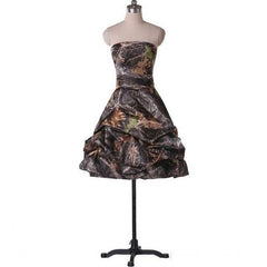 Short A-Line Camo Wedding Dresses Sleeveless Strapless Zipper Camouflage