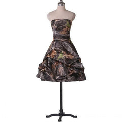 Short A-Line Camo Wedding Dresses Sleeveless Strapless Zipper Camouflage