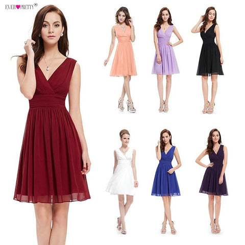 Short Bridesmaid Dress Double V-neck