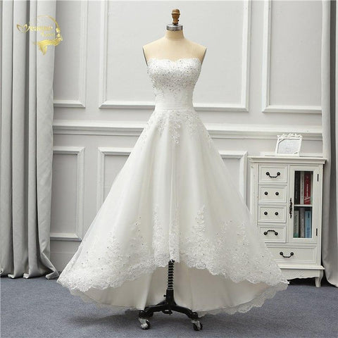 Short Front Long Back Wedding Dress Ivory
