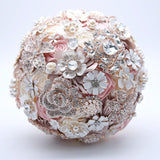 Silk Wedding Flowers Rhinestone Jewelry Blush Pink Brooch Bouquet