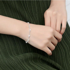 Silver Star and Bead Bracelet