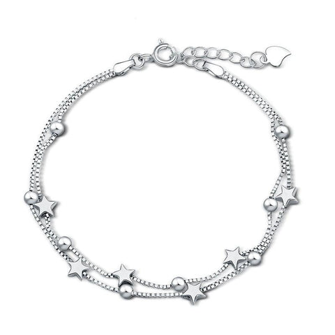 Silver Star and Bead Bracelet