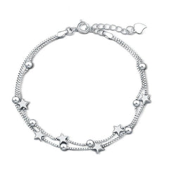 Silver Star and Bead Bracelet