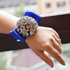Silver Wrist Corsage Multiple Colors