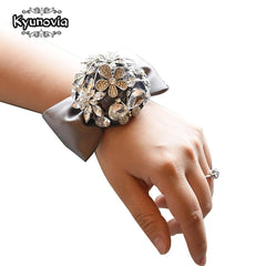 Silver Wrist Corsage Multiple Colors