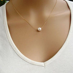 Simple Imitation Pearl Bib Choker Necklace
