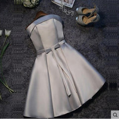 Simple Sleeveless Satin Short Bridesmaid Dresses A-line