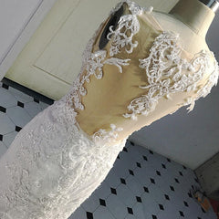 Sleeveless V Neckline Illusion Back Mermaid Lace Wedding Dress