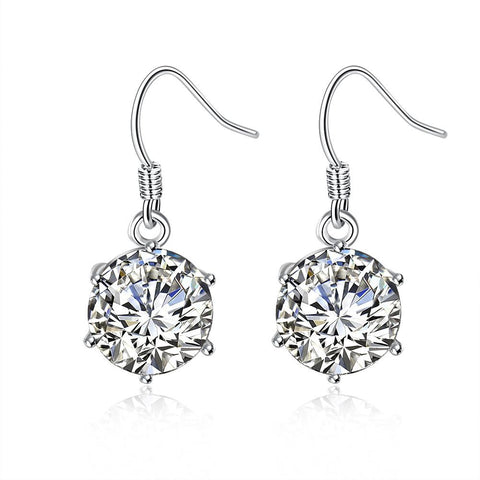 Snowflake Drop Earring in White Gold Plated