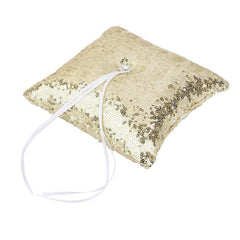 Sparkling Ring Bearer Pillow with White Ribbon
