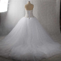 Sparkly Sweetheart Tulle Bridal Gowns With Bling Beaded Crystal Wedding Dress