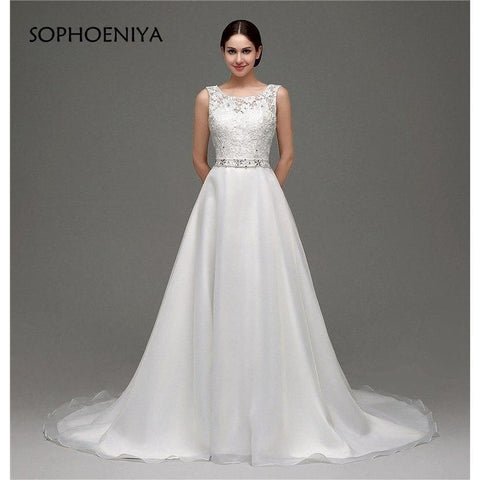 Square Collar Appliques Beaded Wedding dress