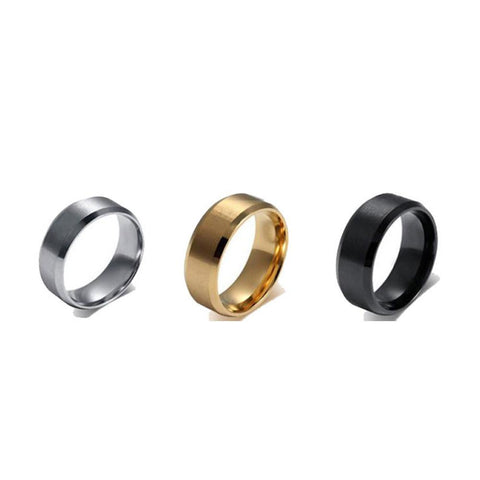 Stainless Steel Ring  Silver Black Gold