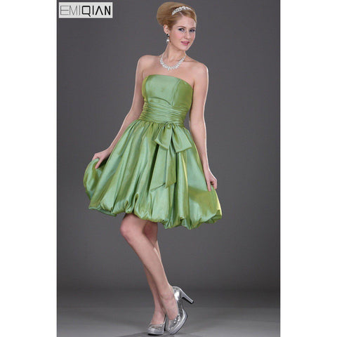 Strapless Ball Gown Short Taffeta Bridesmaid Dress