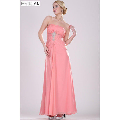 Strapless Empire Long Bridesmaid Dress