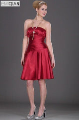 Strapless Empire Short Satin Bridesmaid Dress