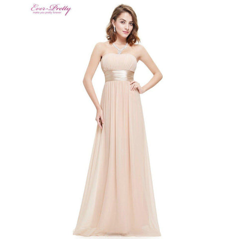Strapless Ruched Bust Chiffon Long Bridesmaid Dress