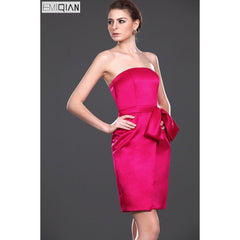 Strapless Sheath Satin Sash Bridesmaid Dress