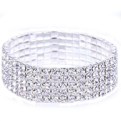 Stretchy 5 Row Rhinestone Crystal Bracelet