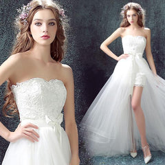 Super Sexy and Unique Wedding Dress High Low Dress 2 Pc Lace