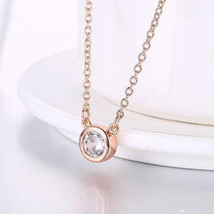 Swarovski Crystal 18K Rose Plated Bezel Necklace