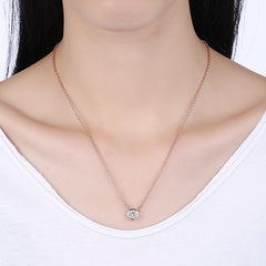 Swarovski Crystal 18K Rose Plated Bezel Necklace