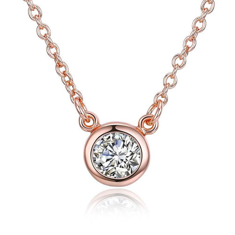 Swarovski Crystal 18K Rose Plated Bezel Necklace