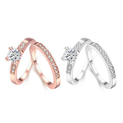 Swarovski Crystal 2 Piece Band and Ring Set in 18K Gold Plated