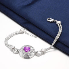 Swarovski Crystal Amethyst Centerstone Bracelet in 18K White Gold Plated