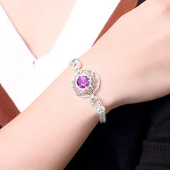 Swarovski Crystal Amethyst Centerstone Bracelet in 18K White Gold Plated