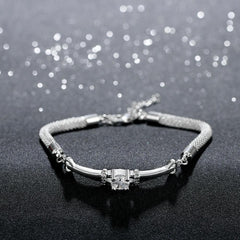Swarovski Crystal Mesh Bracelet in 18K White Gold Plated
