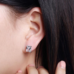 Swarovski Crystal Stud Rectangle diamond cut Earring in White Gold Plated