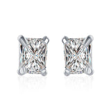 Swarovski Crystal Stud Rectangle diamond cut Earring in White Gold Plated