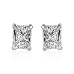 Swarovski Crystal Stud Rectangle diamond cut Earring in White Gold Plated