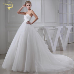 Sweetheart Wedding Dress A-Line Soft Tulle Lace With Beading