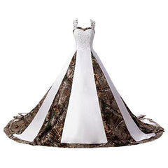 Sweetheart White and Camouflage Wedding Dress Camo Dress