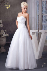 Sweetheart White Organza Simple Wedding Dress
