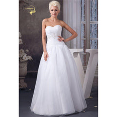 Sweetheart White Organza Simple Wedding Dress