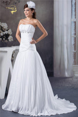 Taffeta Wedding Dress  Zipper With Train