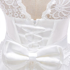 Tassel Lace Long Flower Girl Dress Pink or White