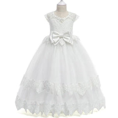 Tassel Lace Long Flower Girl Dress Pink or White