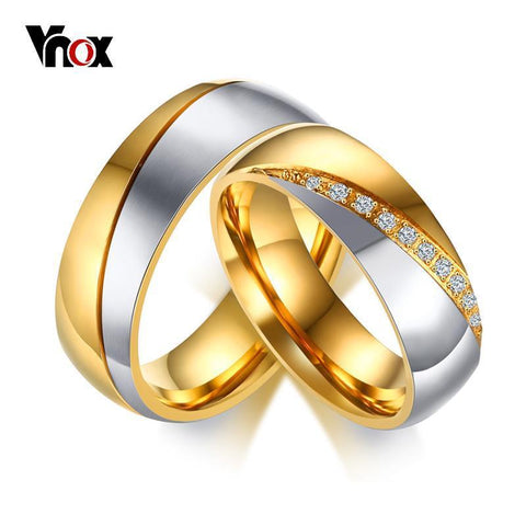 Temperament Wedding Rings CZ Stones Stainless Steel