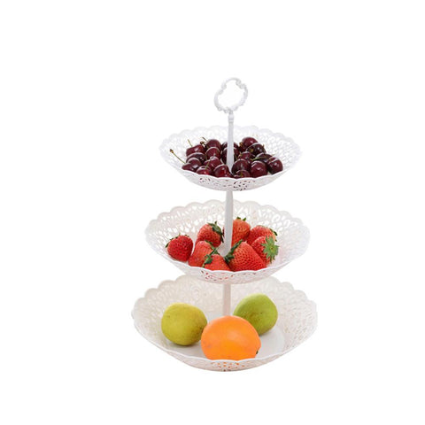 Three Tier White Fruit Plate or Dessert Stand